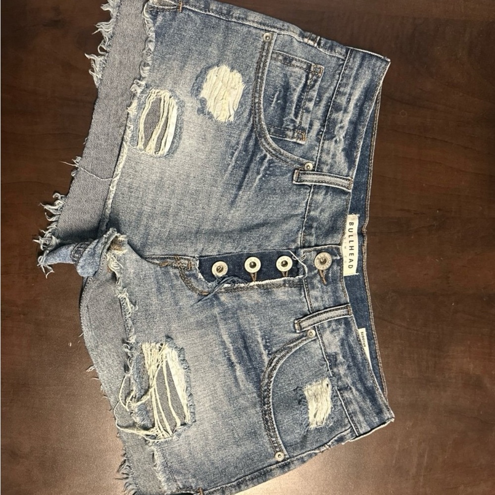 Bullhead Women's Distressed Blue Jean Shorts